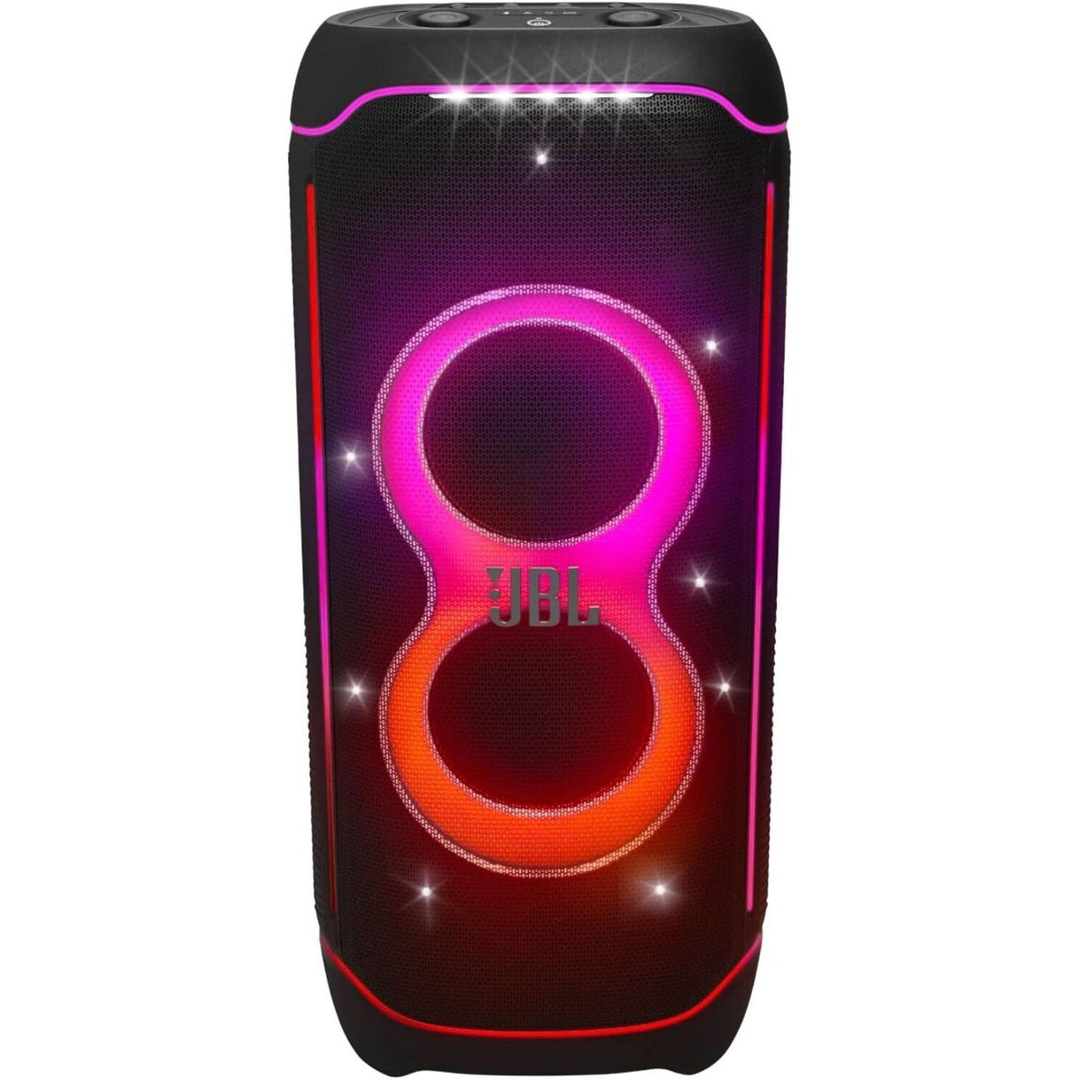 JBL Partybox Ultimate - Multi Purpose Party Speaker, with Wi-fi & Bluetooth Connectivity, Wireless, Lightshow, IPx4 Slashproof, Dual Mic & Guitar Inputs, Handle & Sturdy Wheels, Black
