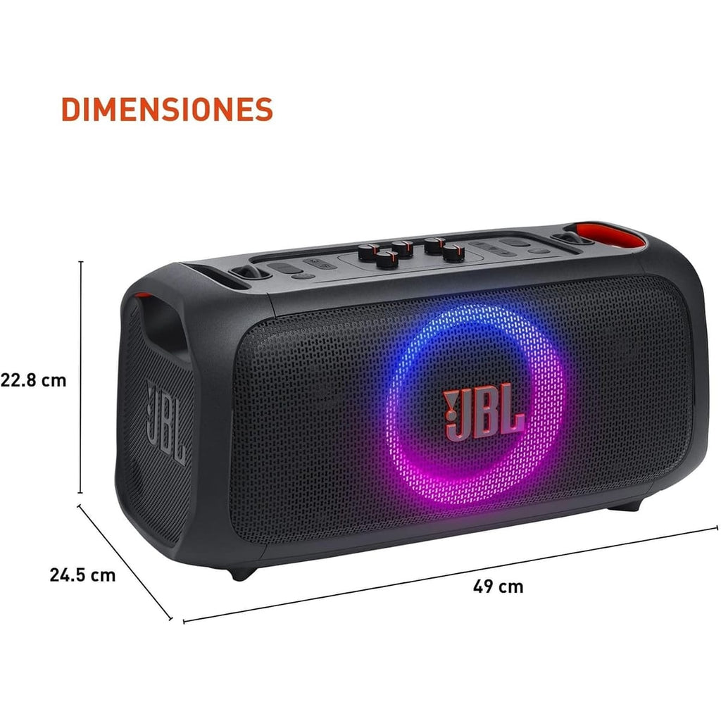 JBL PartyBox On-the-Go Essential - Portable Party Speaker - Black | Amazing JBL Pro Sound, Synched light show, JBL wireless microphone included, IPX4 splashproof protection